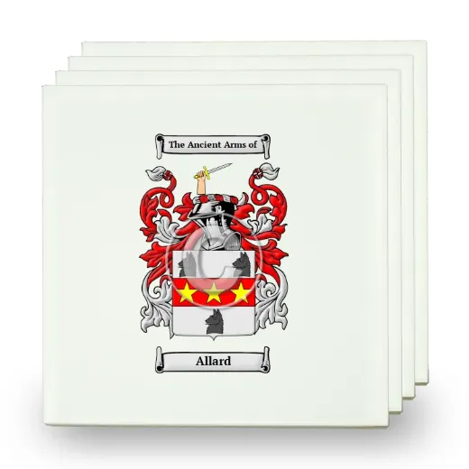 Allard Set of Four Small Tiles with Coat of Arms