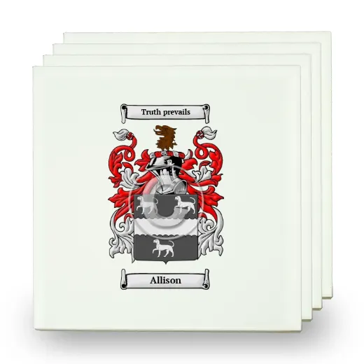Allison Set of Four Small Tiles with Coat of Arms