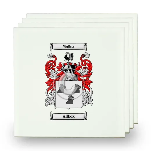 Allkok Set of Four Small Tiles with Coat of Arms