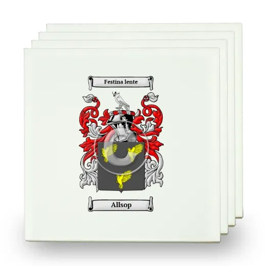 Allsop Set of Four Small Tiles with Coat of Arms