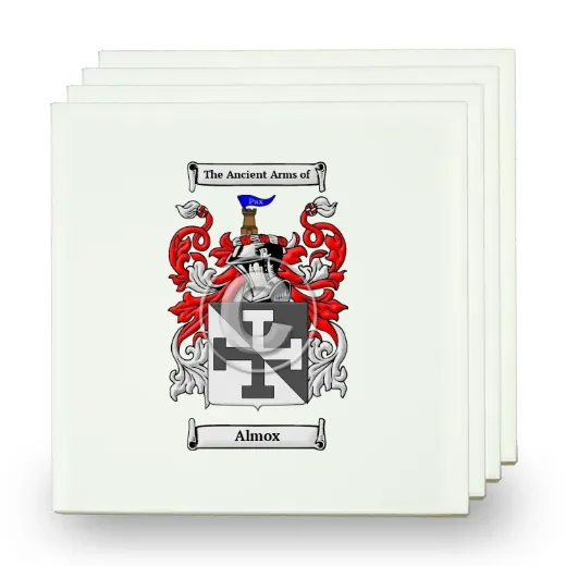 Almox Set of Four Small Tiles with Coat of Arms
