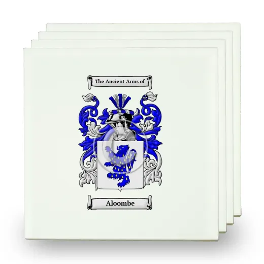 Aloombe Set of Four Small Tiles with Coat of Arms