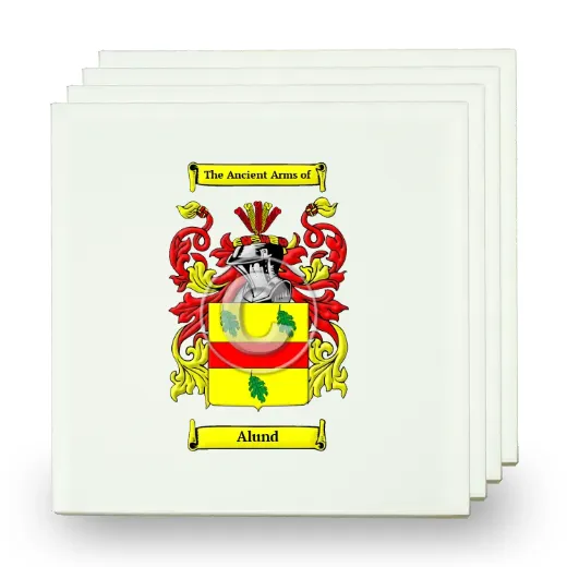 Alund Set of Four Small Tiles with Coat of Arms