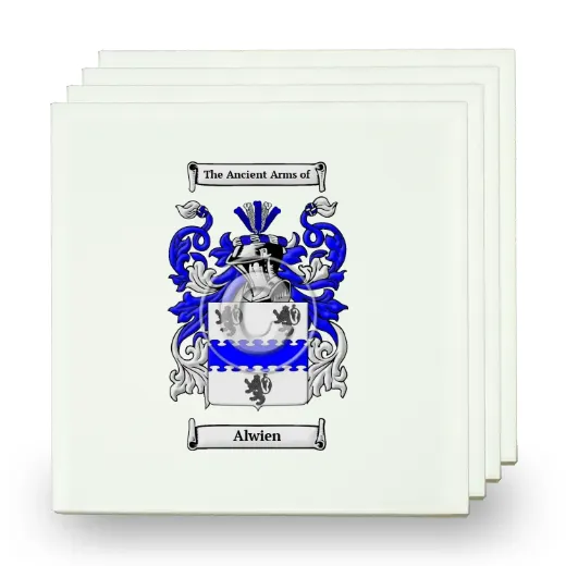 Alwien Set of Four Small Tiles with Coat of Arms