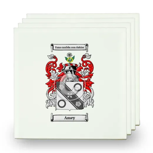 Amey Set of Four Small Tiles with Coat of Arms