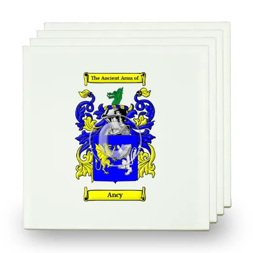 Ancy Set of Four Small Tiles with Coat of Arms