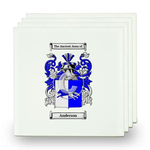 Set of Four Small Tiles with Coat of Arms
