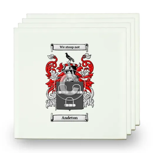 Andeton Set of Four Small Tiles with Coat of Arms