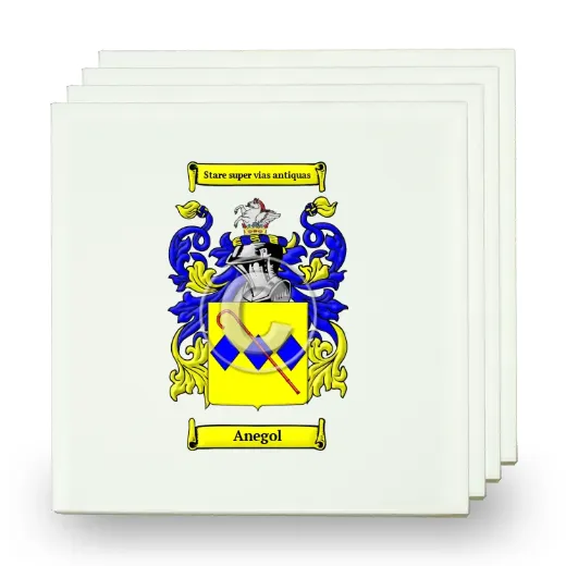 Anegol Set of Four Small Tiles with Coat of Arms