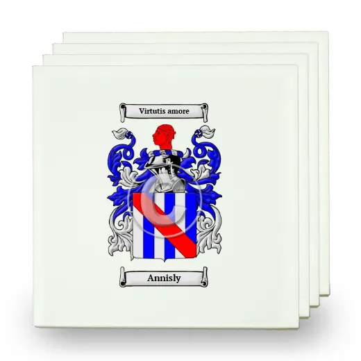 Annisly Set of Four Small Tiles with Coat of Arms