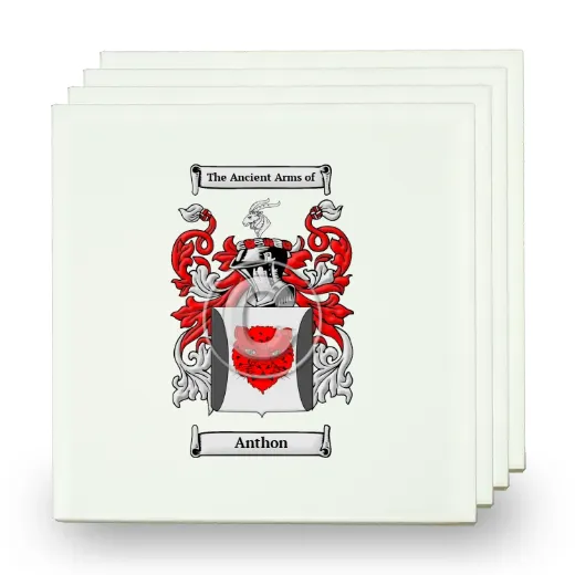 Anthon Set of Four Small Tiles with Coat of Arms