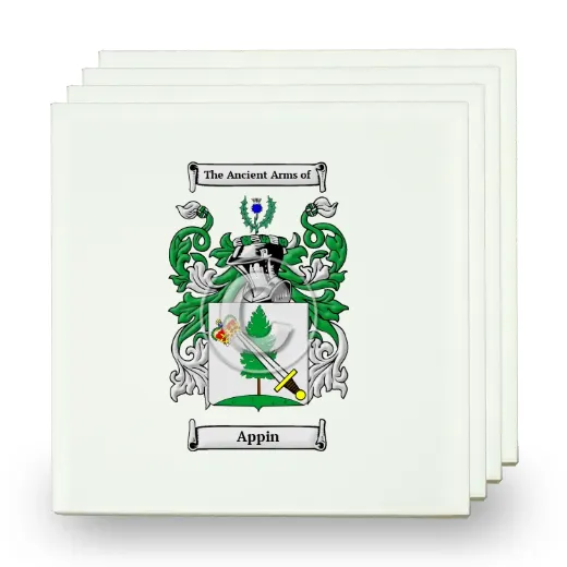 Appin Set of Four Small Tiles with Coat of Arms