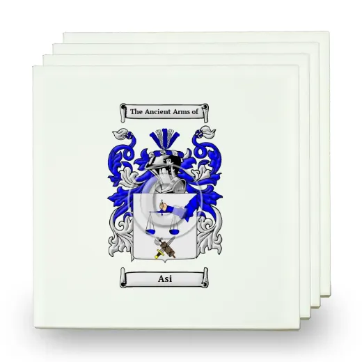 Asi Set of Four Small Tiles with Coat of Arms