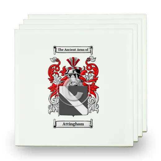 Attingham Set of Four Small Tiles with Coat of Arms