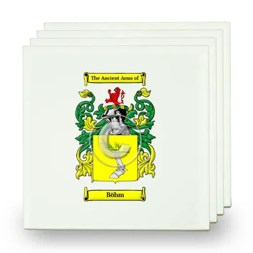 Böhm Set of Four Small Tiles with Coat of Arms