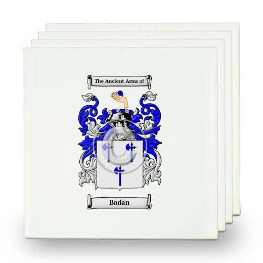 Badan Set of Four Small Tiles with Coat of Arms