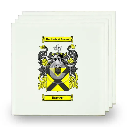 Barnett Set of Four Small Tiles with Coat of Arms