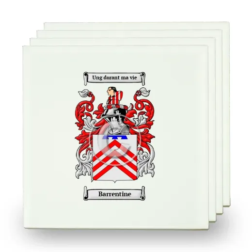 Barrentine Set of Four Small Tiles with Coat of Arms