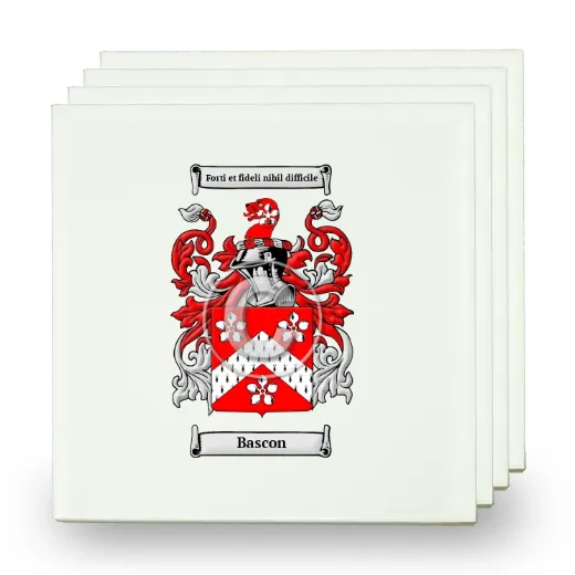 Bascon Set of Four Small Tiles with Coat of Arms