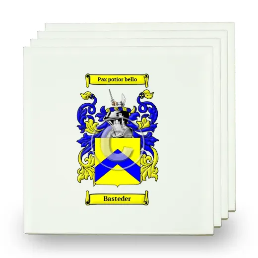 Basteder Set of Four Small Tiles with Coat of Arms