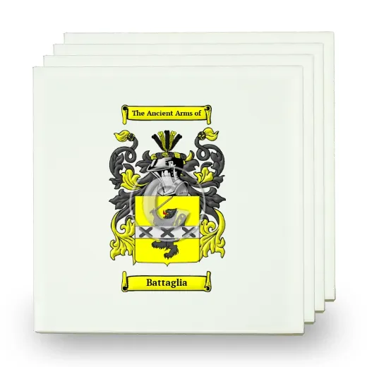 Battaglia Set of Four Small Tiles with Coat of Arms