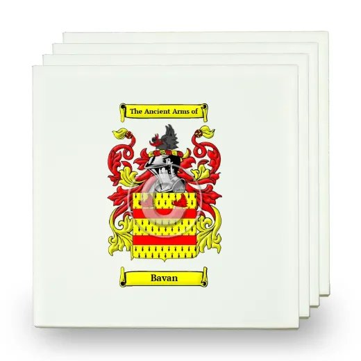 Bavan Set of Four Small Tiles with Coat of Arms