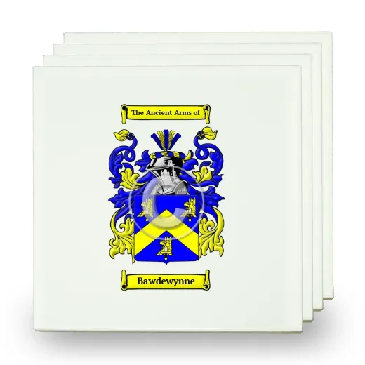 Bawdewynne Set of Four Small Tiles with Coat of Arms