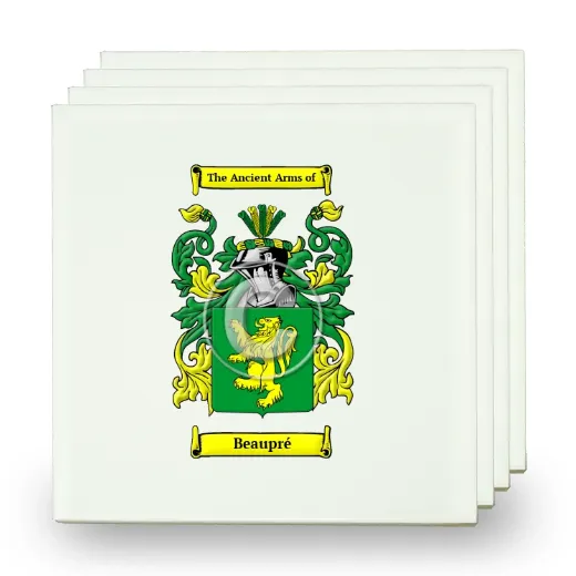 Beaupré Set of Four Small Tiles with Coat of Arms