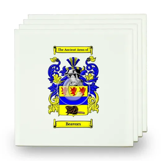 Beavors Set of Four Small Tiles with Coat of Arms