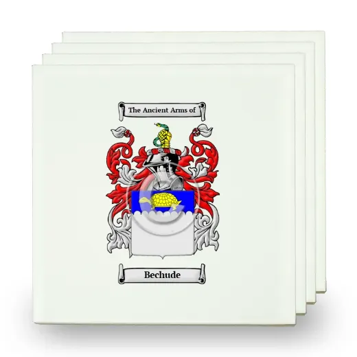 Bechude Set of Four Small Tiles with Coat of Arms