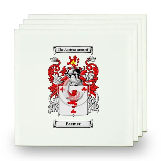 Beemer Set of Four Small Tiles with Coat of Arms