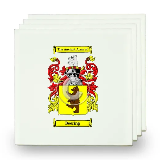 Beering Set of Four Small Tiles with Coat of Arms
