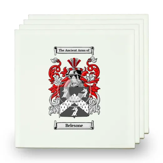 Belesone Set of Four Small Tiles with Coat of Arms