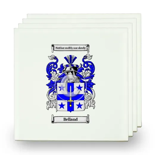 Belland Set of Four Small Tiles with Coat of Arms