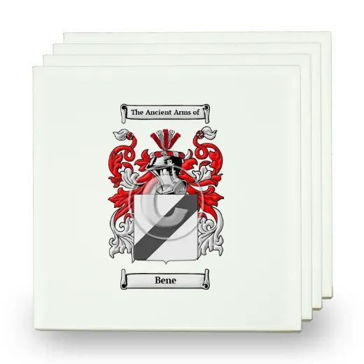 Bene Set of Four Small Tiles with Coat of Arms