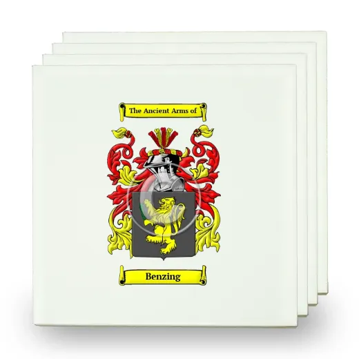 Benzing Set of Four Small Tiles with Coat of Arms