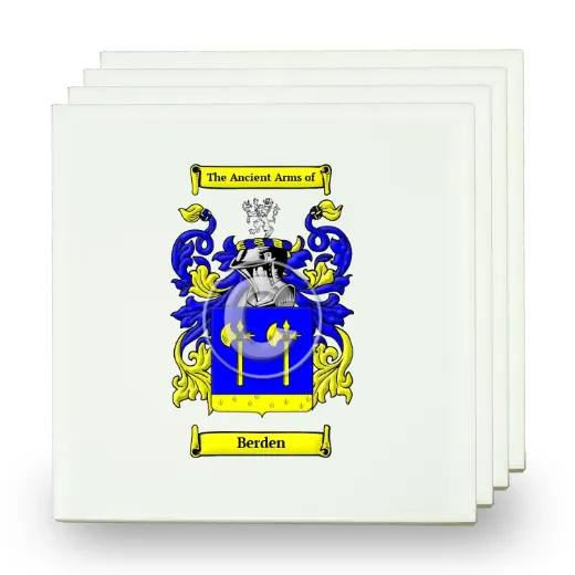 Berden Set of Four Small Tiles with Coat of Arms