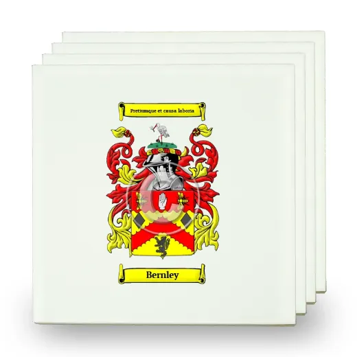 Bernley Set of Four Small Tiles with Coat of Arms