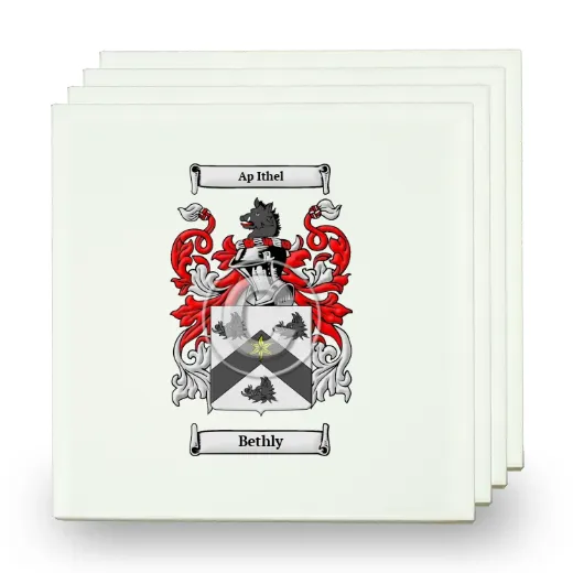 Bethly Set of Four Small Tiles with Coat of Arms
