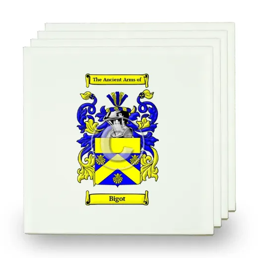 Bigot Set of Four Small Tiles with Coat of Arms
