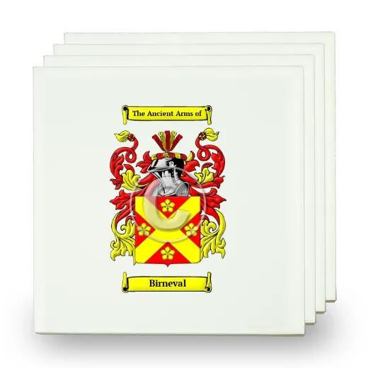 Birneval Set of Four Small Tiles with Coat of Arms