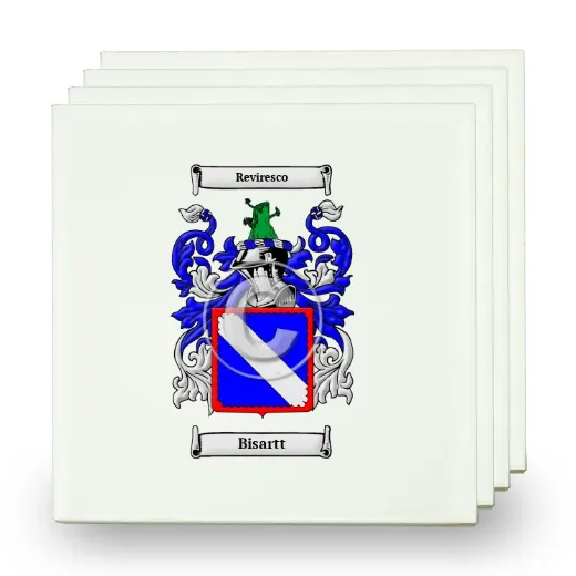 Bisartt Set of Four Small Tiles with Coat of Arms