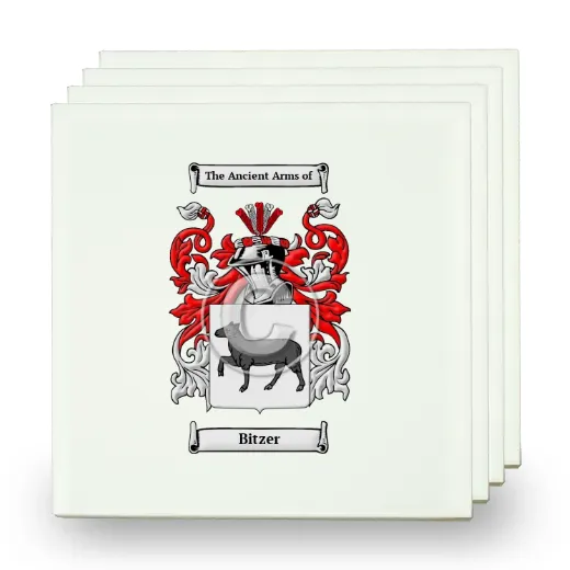 Bitzer Set of Four Small Tiles with Coat of Arms