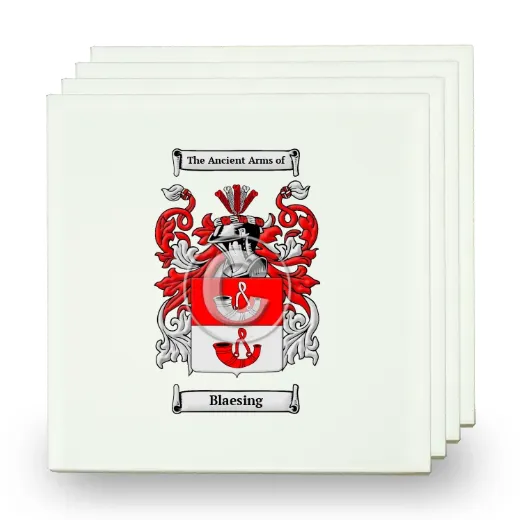 Blaesing Set of Four Small Tiles with Coat of Arms