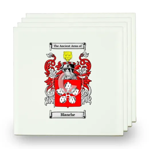Blanche Set of Four Small Tiles with Coat of Arms