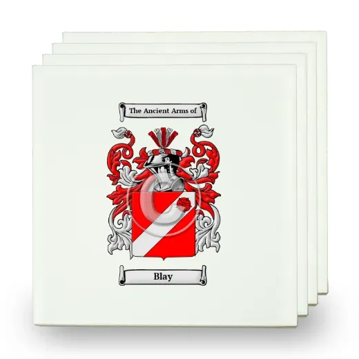 Blay Set of Four Small Tiles with Coat of Arms