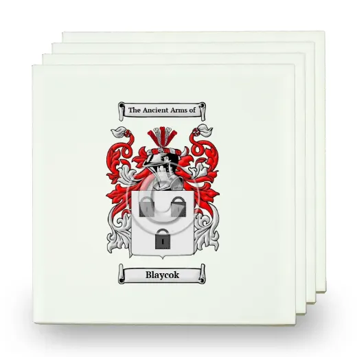 Blaycok Set of Four Small Tiles with Coat of Arms