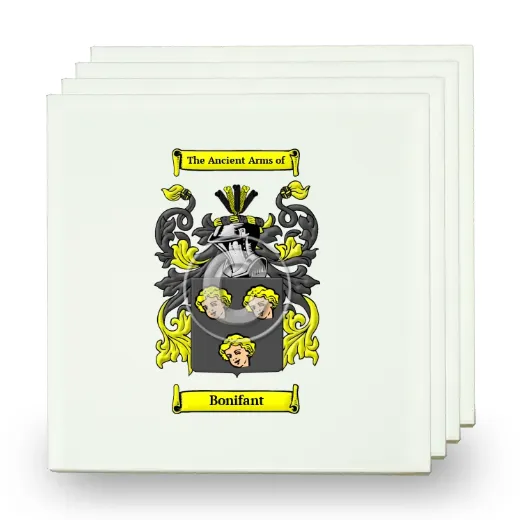 Bonifant Set of Four Small Tiles with Coat of Arms