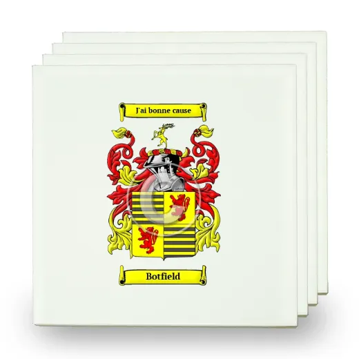 Botfield Set of Four Small Tiles with Coat of Arms