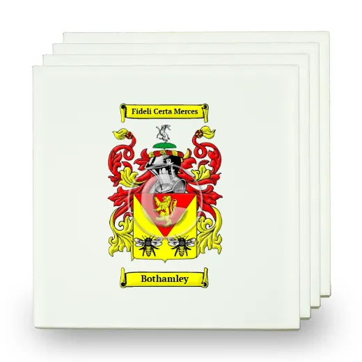 Bothamley Set of Four Small Tiles with Coat of Arms